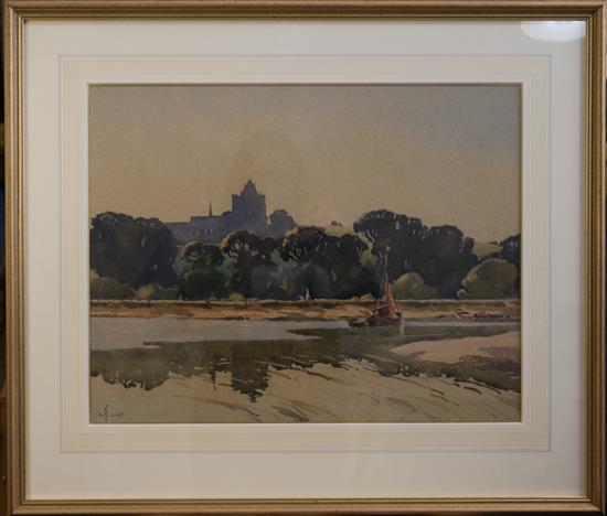 William Hyams (1878-1952) View of Lancing College 14.5 x 19in.